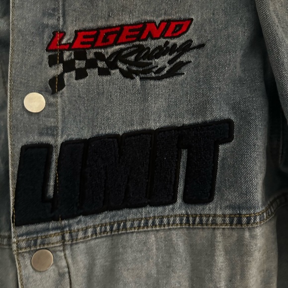 Button Up Jean Jacket with Patches - Picture 3 of 4